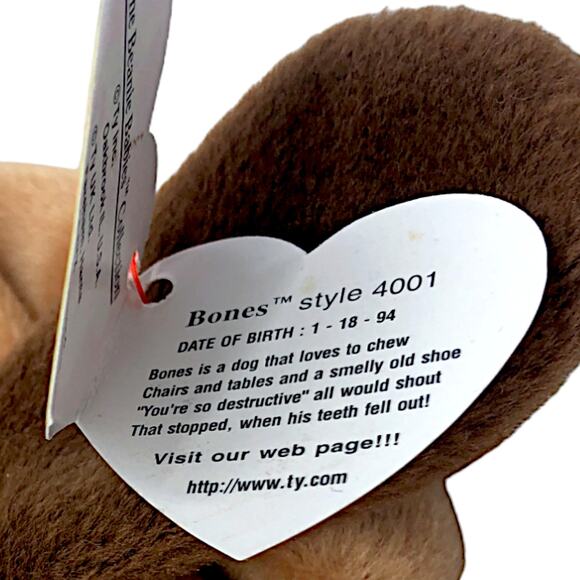 Ty Beanie Baby 1994 - Bones the Dog Style 4001 - Picture 2 of 2